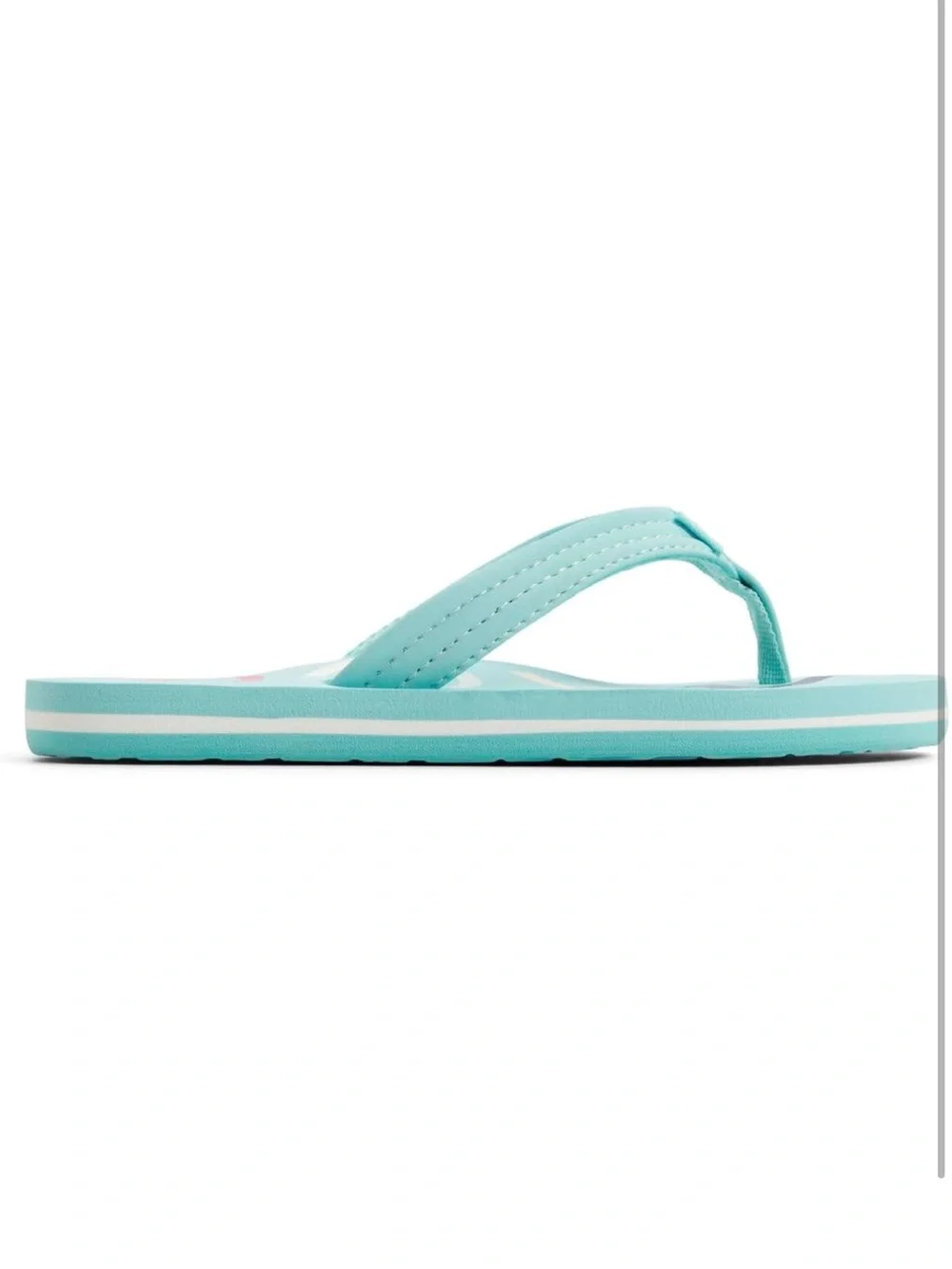 Roxy Girls Aqua Flip Flops with Pink, White, Cream & Black Logo